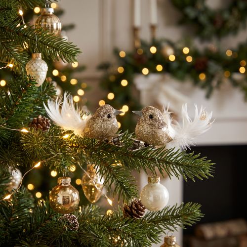 Decoratief paar duiven, decoratieve vogels met clip, goudkleurig, 5 cm, 4 stuks | Floristik24.nl