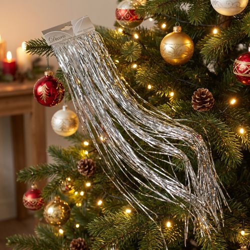 Kerstversiering met zilveren glitters, feestdecoratie, 50×40cm, 2 stuks | Floristik24.nl