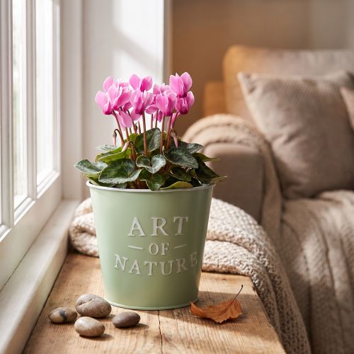 Artikel Zinken bloempot, mintgroen, Ø15cm, H13,5cm