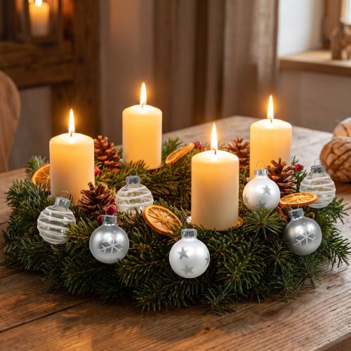Mini kerstballen wit, zilver echt glas Ø3cm 9 st | Floristik24.nl