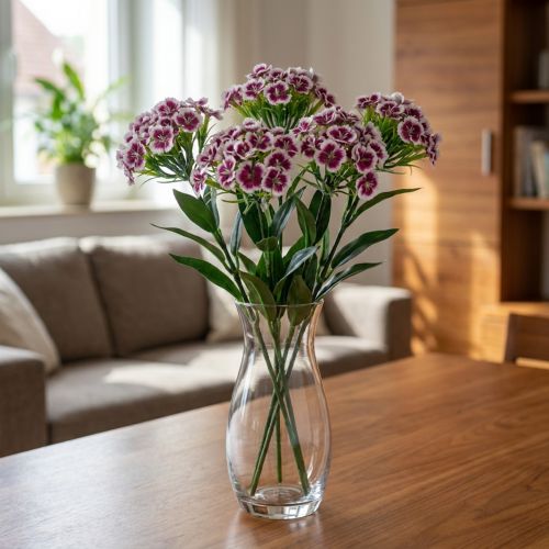 Baardanjer Kunstbloem Paars Witte Anjer 52cm | Floristik24.nl