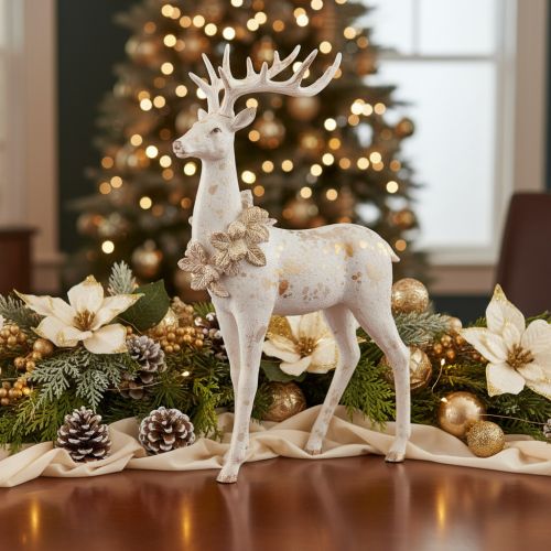 Decoratief hertenbeeldje met dennenappelversiering voor winterdecoratie, 49 cm | Floristik24.nl