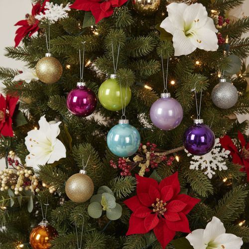 Artikel Kerstballenset, kleurrijke kerstboomballen, 75 mm, 14 stuks