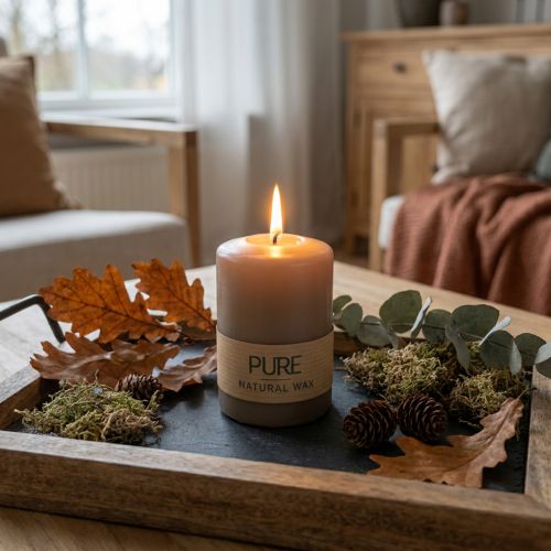 Pure stompkaars bruin 90/60 natuurlijke waskaars duurzame stearine koolzaadkaars decoratie | Floristik24.nl