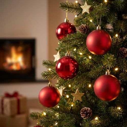 Rode plastic kerstboomballen, 8 cm, 6 stuks | Floristik24.nl