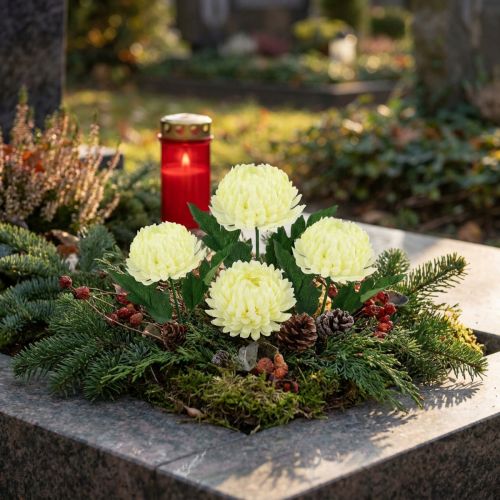Chrysanthemum Crème Kunstbloem Ø7cm 18cm 4 stuks | Floristik24.nl