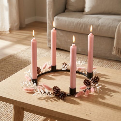 Taper kaarsen korte kaarsen roze voor decoratieve lus Ø21/110mm 6 stuks | Floristik24.nl