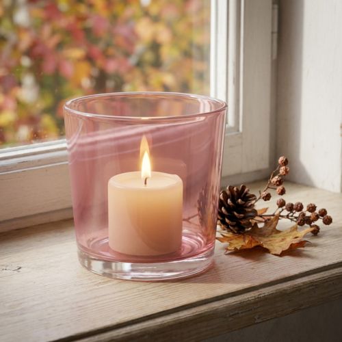 Glazen pot Ø10cm H8,5cm oud roze | Floristik24.nl