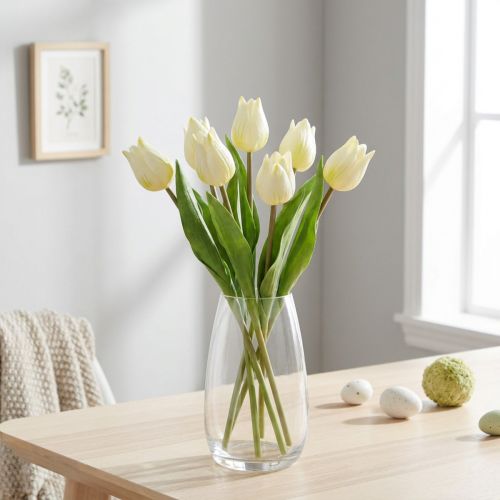 Decoratieve Tulpen Kunstbloemen Wit Crème 20cm 6 st. | Floristik24.nl