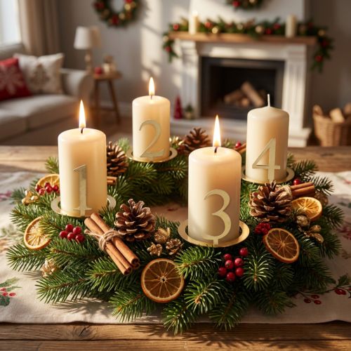 Artikel Kaarsenring met cijfers voor een adventskrans, 3 cm, 4 stuks
