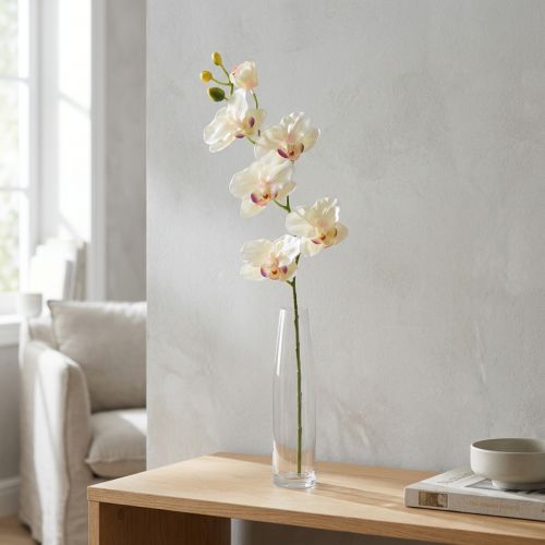 Orchidee Phalaenopsis kunst 6 bloemen crème roze 70cm | Floristik24.nl