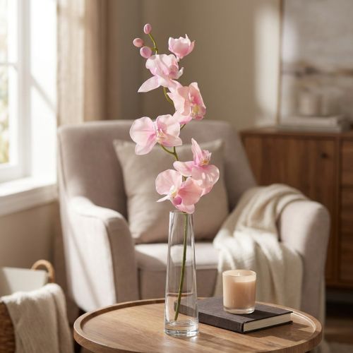 Orchidee Phalaenopsis kunst 6 bloemen roze 70cm | Floristik24.nl