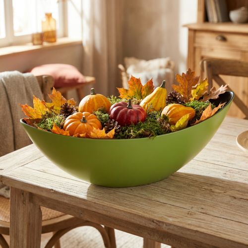 Decoratieve schaal ovaal plantenboot groen 38,5x12,5x13cm | Floristik24.nl