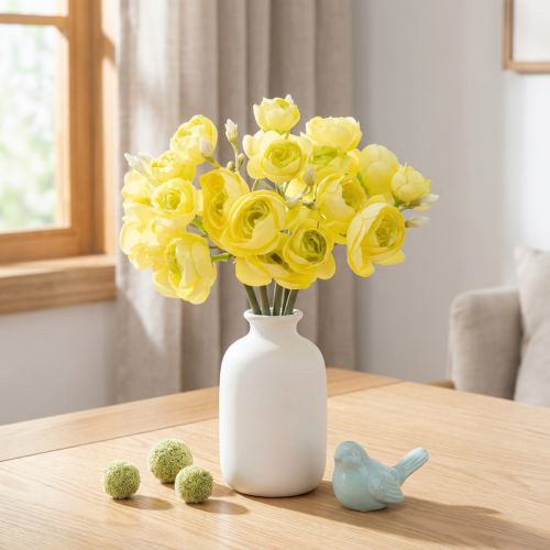 Kunstboeket van ranunculus voor lentedecoratie in huis, 32 cm, 5 stuks | Floristik24.nl