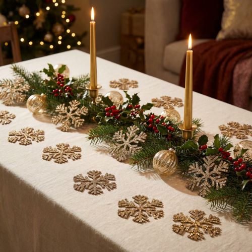 Sneeuwvlok goud kerstdecoratie Ø4cm 48 st | Floristik24.nl