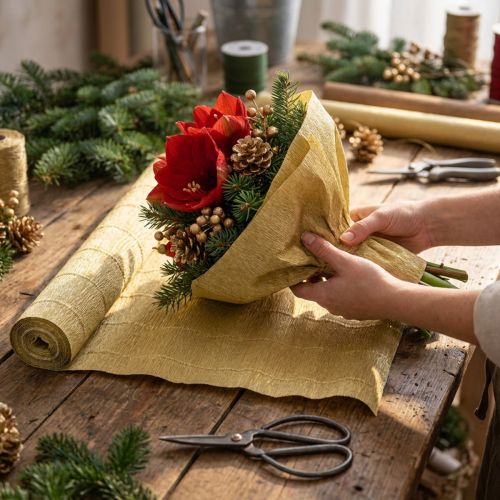 Bloemist Crêpepapier Goud