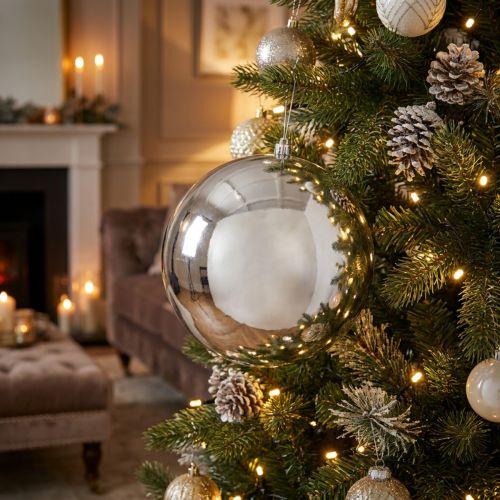 Kerstbal kunststof medium Ø20cm zilver | Floristik24.nl