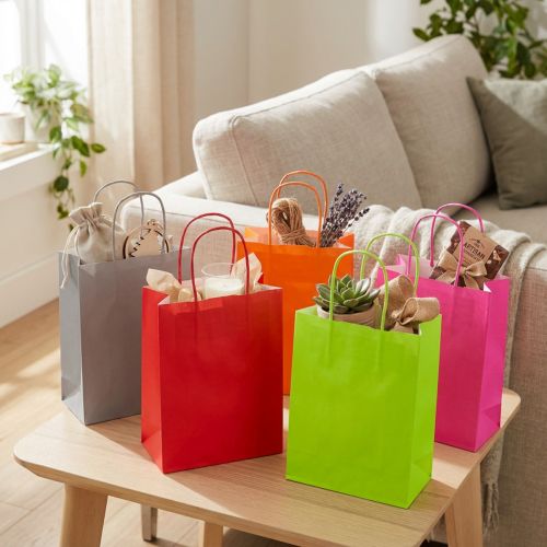 Papieren zak cadeauzakje papier gekleurd 18×22×8cm 30st | Floristik24.nl