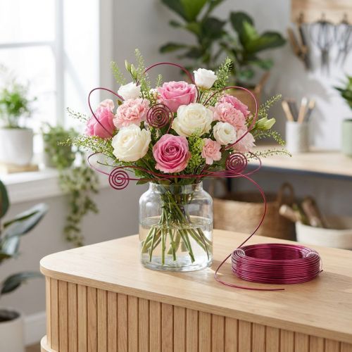 Aluminiumdraad Ø2mm Roze 500g (60m) voor knutselen, bloemendecoratie, doe-het-zelf | Floristik24.nl