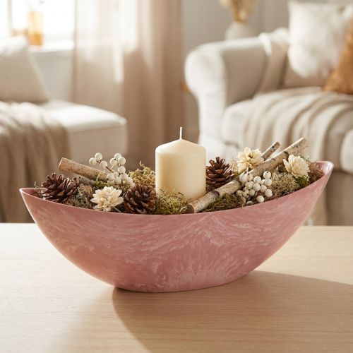 Decoratieve schaal plantenschaal roze 39cm x 12cm H13cm | Floristik24.nl