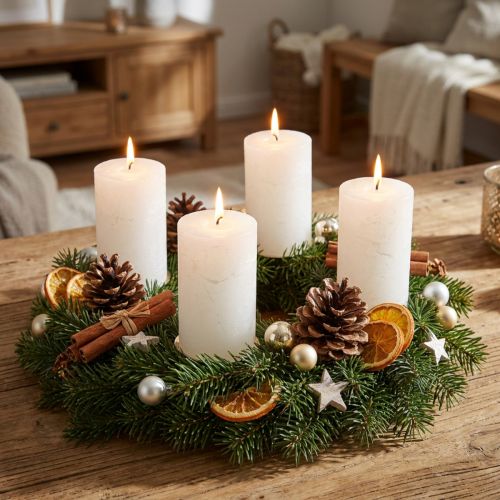 Effen pilaarkaarsen, wit, 70x120mm, set van 4, voor decoratie, bruiloften en Advent | Floristik24.nl