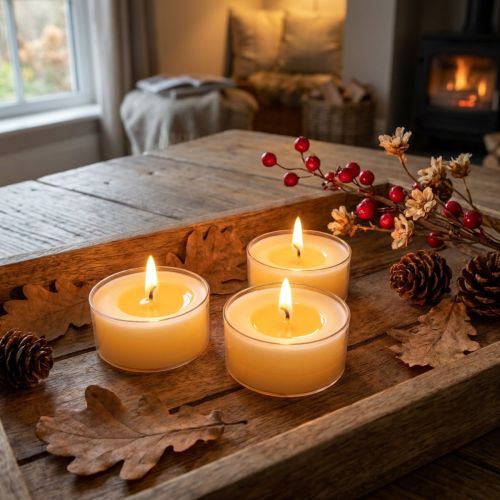Pure Nature Lights theelichtjes, brandtijd 10 uur, kaarsen van koolzaadwas, 8 stuks | Floristik24.nl