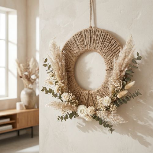 Decoratieve ring met jute touw voor boho-decoratie en creatief design | Floristik24.nl