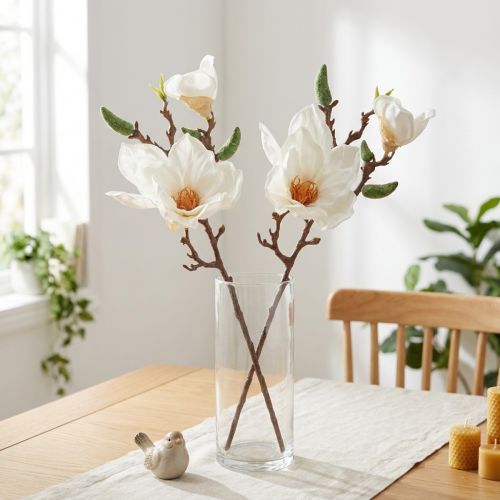 Magnolia Witte Kunstbloemknoppen Decoratie Tak H40cm 2st | Floristik24.nl