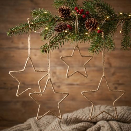 Adventdecoratie, kerstdecoratie ster, decoratieve ster jute B20cm 5 st | Floristik24.nl