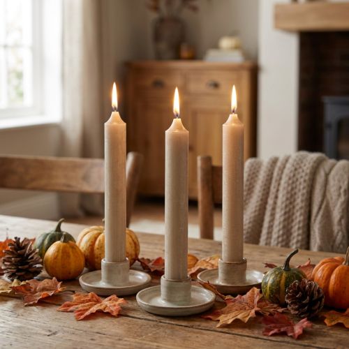 Taper kaarsen korte kaarsen bruin herfstdecoratie Ø21/110mm 6 st | Floristik24.nl