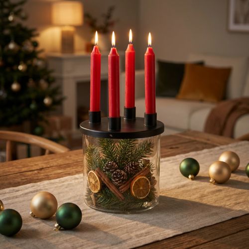 Kandelaar glas Staaf kandelaar decoratie glas H11cm Ø10cm | Floristik24.nl