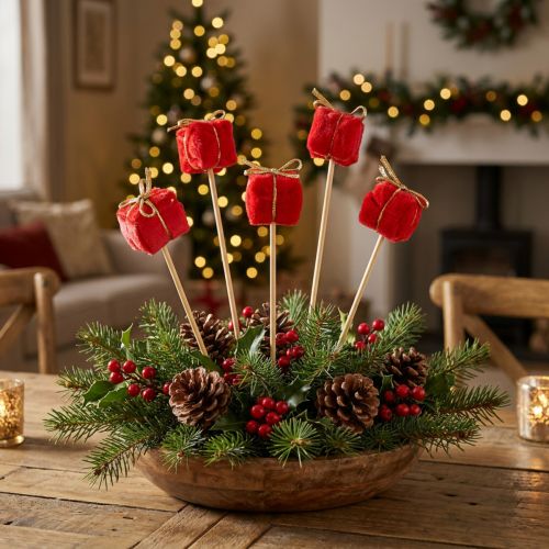 Bloemplug kerstpakket decoratie rood 2,5cm 15 st | Floristik24.nl