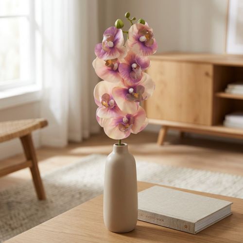 Artikel Orchidee Phalaenopsis kunst 7 bloemen paars crème 73cm