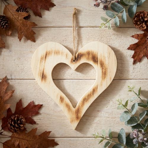 Decoratief hart houten sierhart in hartverbrand naturel 25x25cm | Floristik24.nl