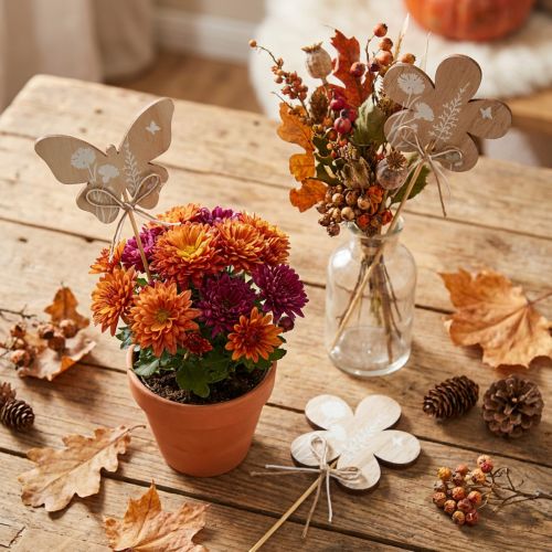 Bloemenplug houten vlinder decoratieve bloemen 9cm 12 st | Floristik24.nl