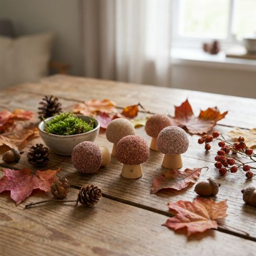 Decoratieve houten paddenstoelen, mini bruin, Ø2cm, 24 stuks | Floristik24.nl