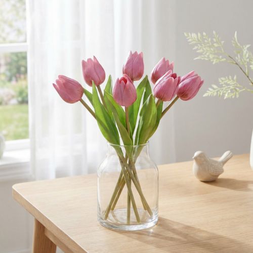 Bloemdecoratie Tulpen Kunstbloemen Paars 20cm 6 Stuks | Floristik24.nl