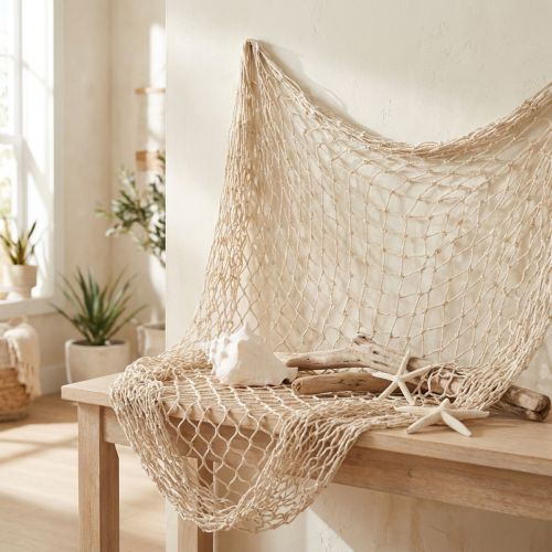 Macramé net, visnet decoratie, zomerse nautische stijl, 85-90x100cm | Floristik24.nl