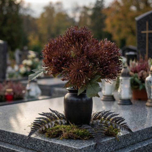 Protea kunstspeldenkussen Leucospermum paars 30cm 6 stuks | Floristik24.nl