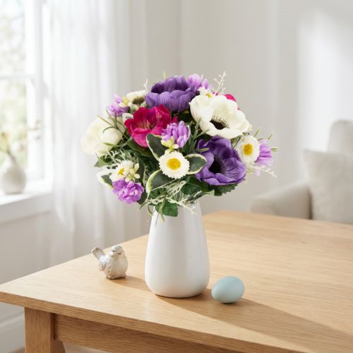 Kunstbloemenboeket van anemonen, lentedecoratie, veelzijdig in een modern design, 26 cm | Floristik24.nl