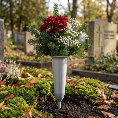 Grafvaas zilver 28.5cm | Floristik24.nl