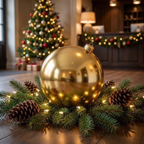Kerstbal kunststof groot goud Ø25cm | Floristik24.nl
