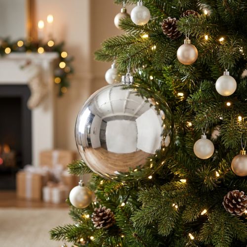 Kerstbal kunststof klein Ø14cm zilver | Floristik24.nl