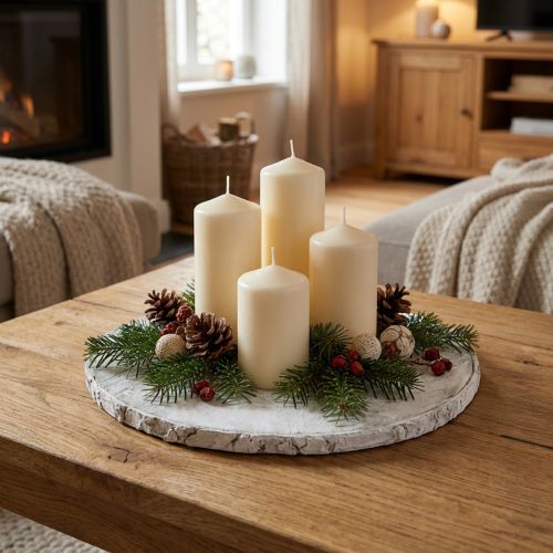 Decoratieve houten schijf met schors witte onderzetter multiplex Ø20cm | Floristik24.nl