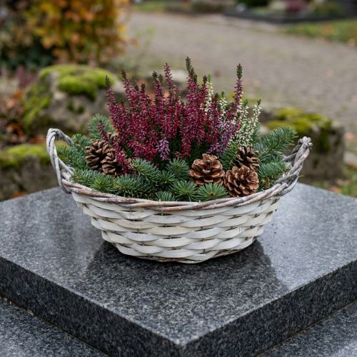 Decoratieve mand, plantenbak, wit, rond, shabby chic, plantenpot, bloemenmand, Ø29,5cm | Floristik24.nl