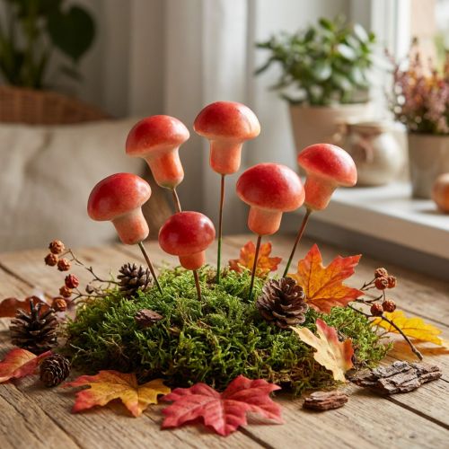 Decoratieve paddenstoelen op draad, rood, herfstdecoratie, om op te plakken, 7 cm, 24 stuks | Floristik24.nl