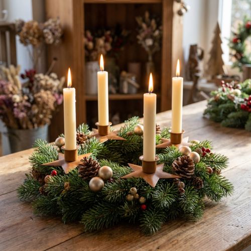 Kandelaar kaarsen adventsster bruin Ø9,5cm 4st | Floristik24.nl