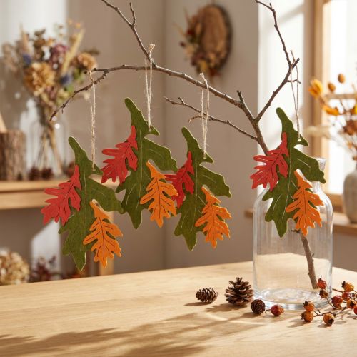 Herfst decoratieve hanger hout bladeren eikenblad 17cm 6st | Floristik24.nl