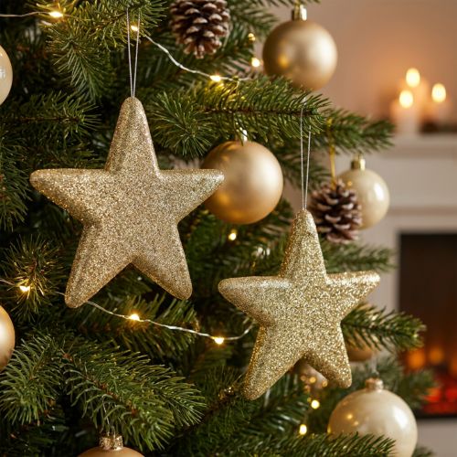 Kerstdecoratie ster hanger gouden glitter 18,5cm 4st | Floristik24.nl