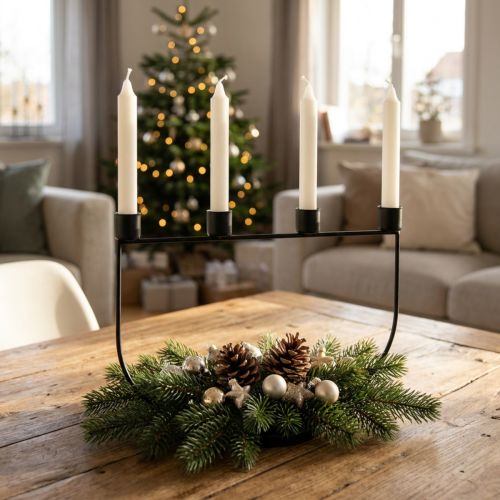 Kandelaar, kandelaar Adventskrans 27,5cm H18,5cm | Floristik24.nl